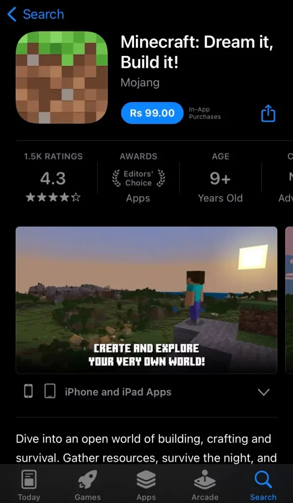 minecraft on app store